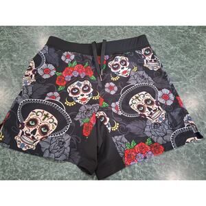 Tachuntfish THF Athletic Swim Shorts Dia De Los Muertos Sugar Skull Mens Sz S